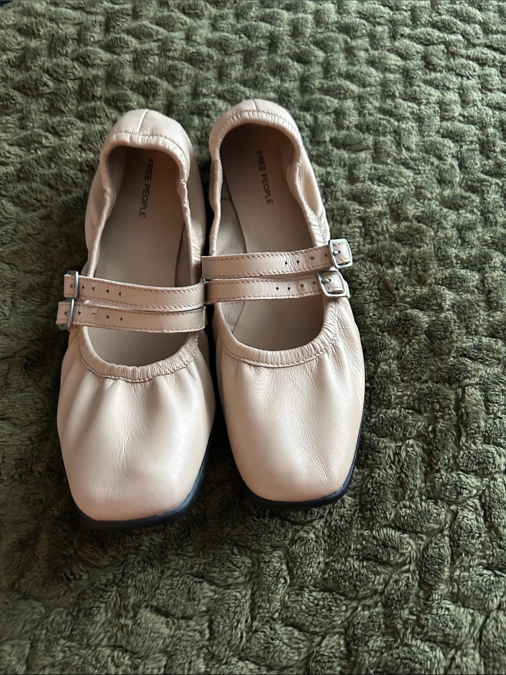 Free People Leather Blush Double-Strap Ballet Flats